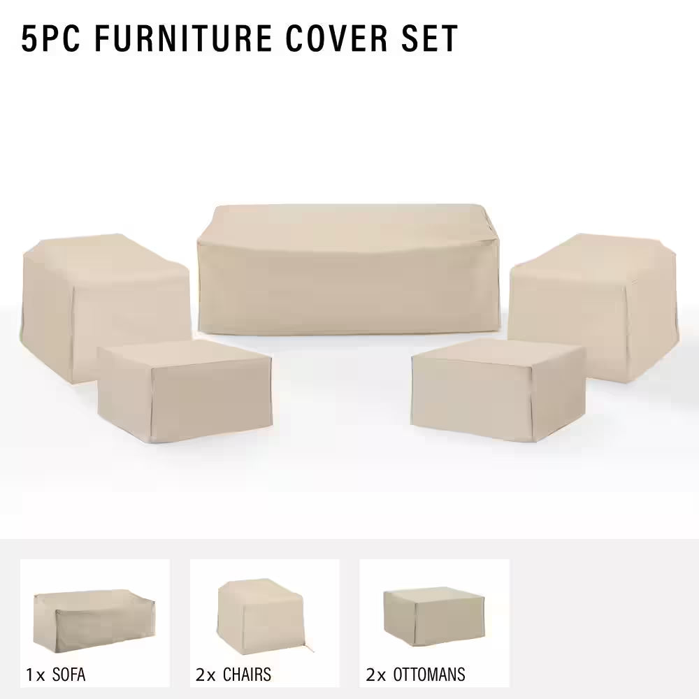 5-Piece Tan Outdoor Furniture Cover Set