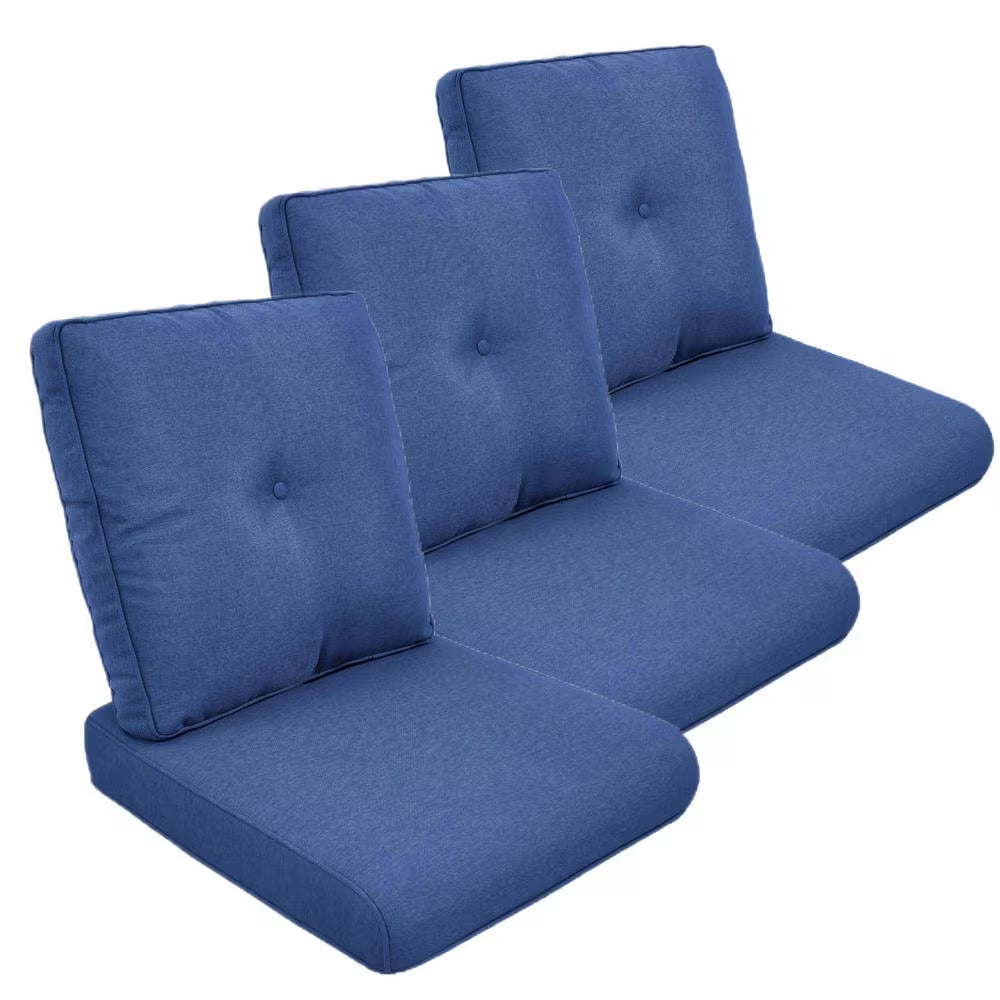 22 In. X 25 In. 6-Piece Deep Seating Outdoor Lounge Chair Replacement Cushion and Back Pillow in Blue