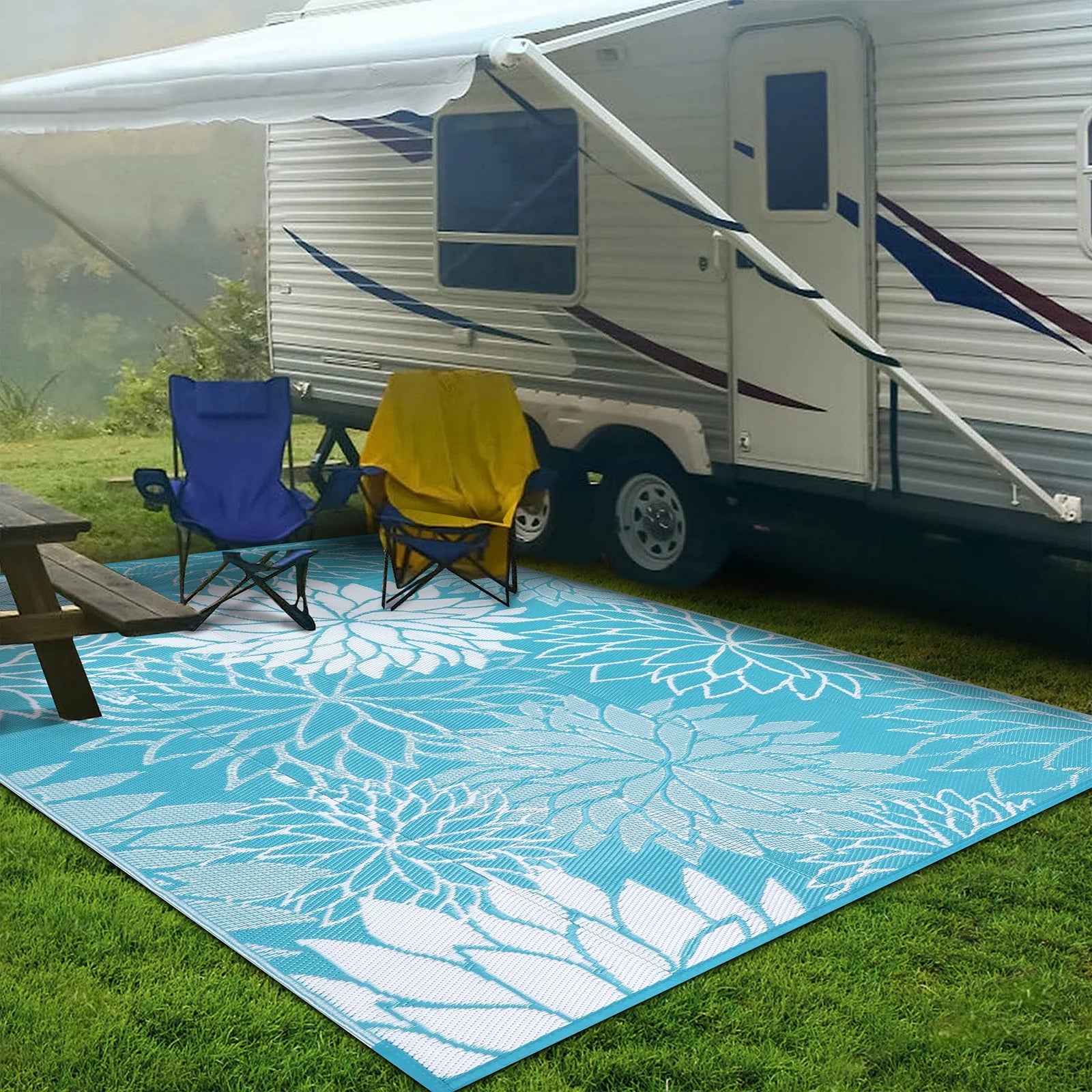Outdoor Rugs for Patios Clearance 6'X9' Waterproof Patio Mat Plastic Straw Rug Reversible RV Camping Tent Rug outside Area Rug for RV, Patios,Deck, Beach,Balcony, Camping