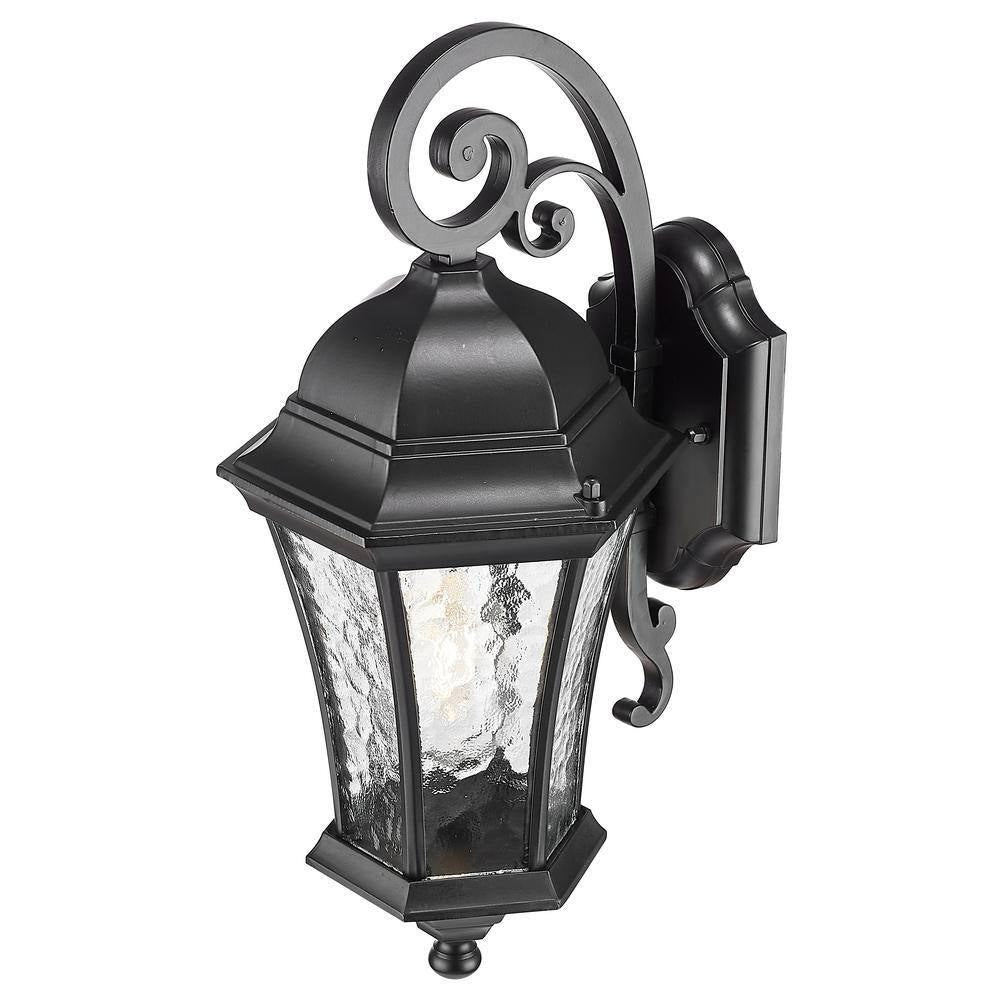 Waverly Collection 1-Light Matte Black Outdoor Wall Lantern Sconce