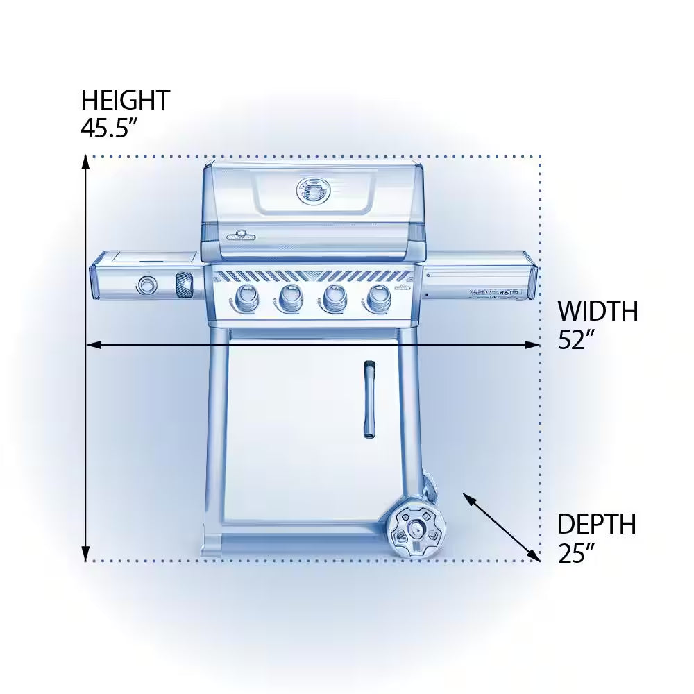 Freestyle 425 4-Burner Propane Gas Grill with Range Side Burner in Graphite Grey