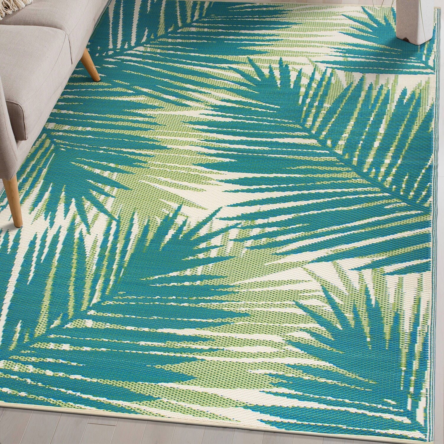 Tropical Floral Reversible Plastic Outdoor Rugs