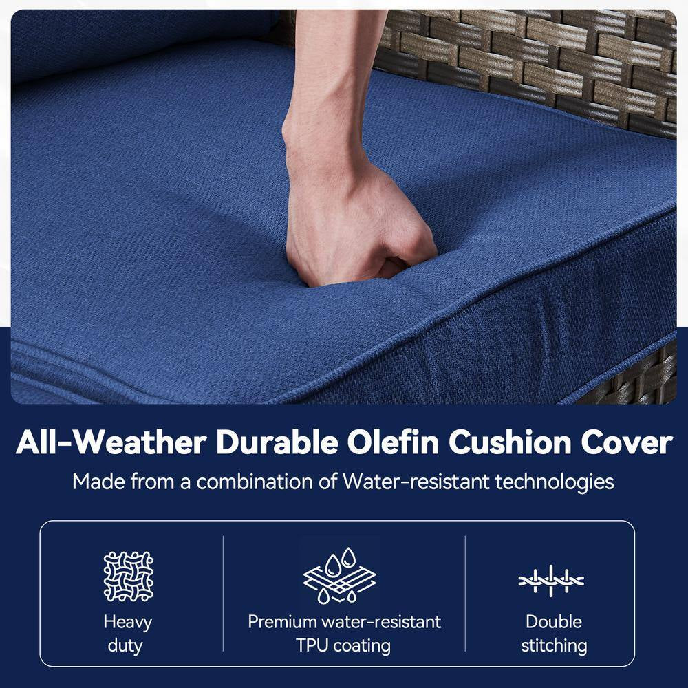 Carolina Square 22 In. X 25 In. X 4 In. Deep Seating 2-Piece Outdoor Lounge Chair Loveseat Cushion in Navy
