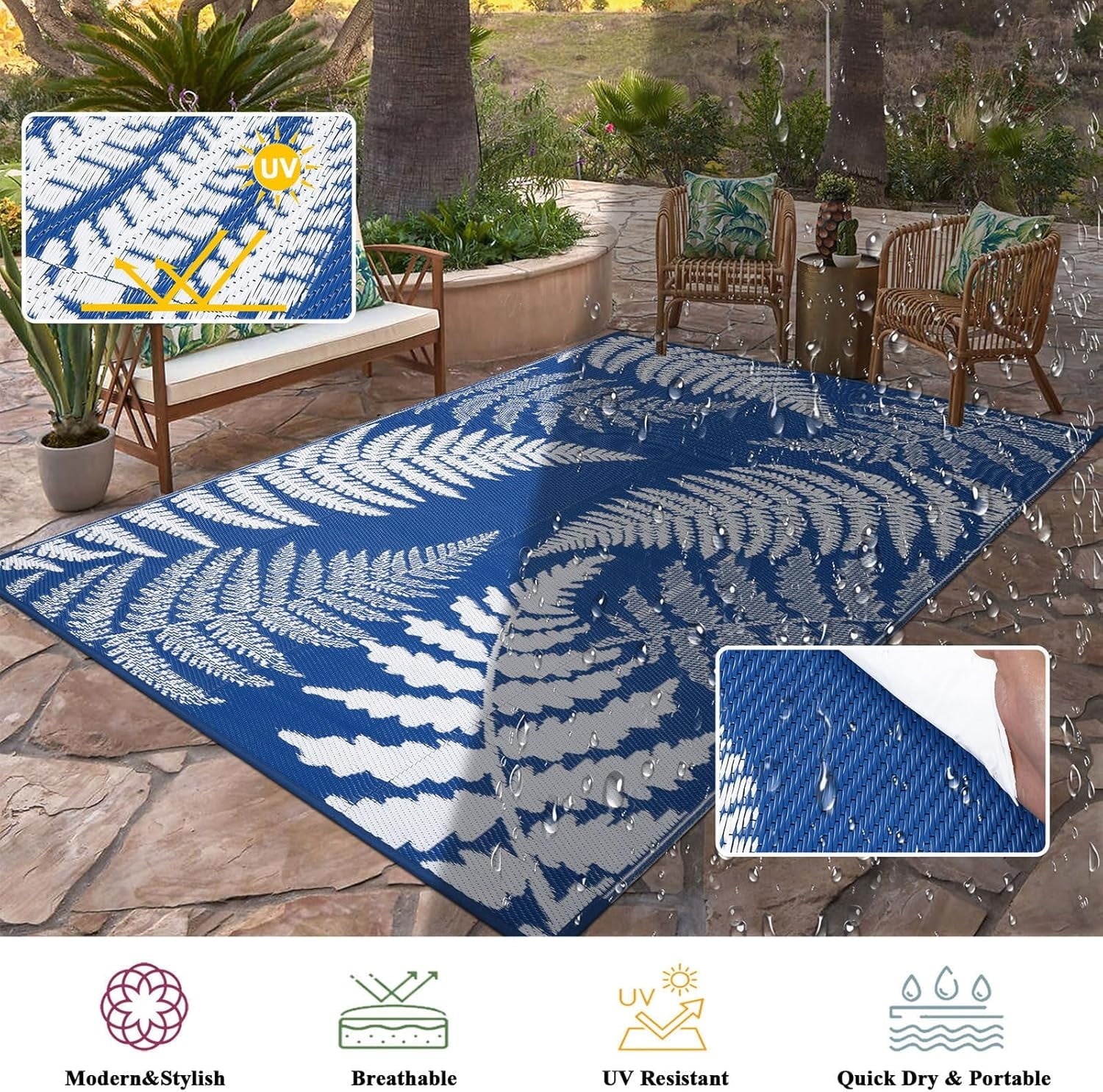 6'X9' Outdoor Rugs Patio Rug Reversible Mats RV Outdoor Rugs Camping Rugs Plastic Straw Rug Outdoor Area Rug for Patios, Camping, Porch, RV, Balcony, Beach