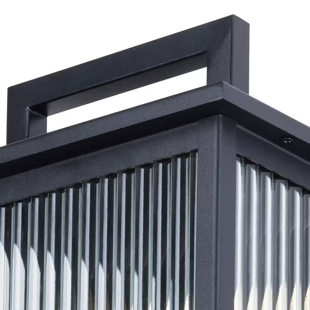 Montpelier 2-Light Black Hardwired 18 In. H Outdoor Sconce Dusk to Dawn Wall Lantern Sconce