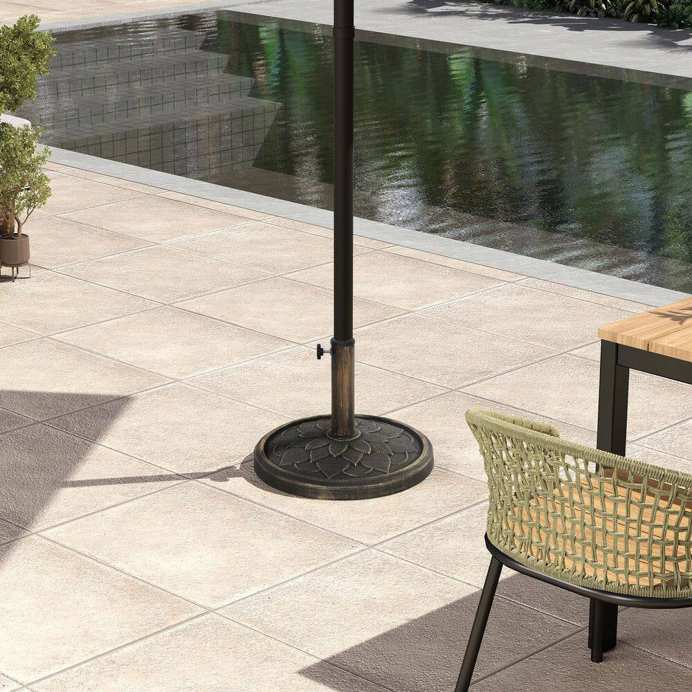 26 Lb. Resin round Patio Umbrella Base, Umbrella Holder for 1.3 In./1.5 In./ 1.9 In. Umbrella Poles in Bronze