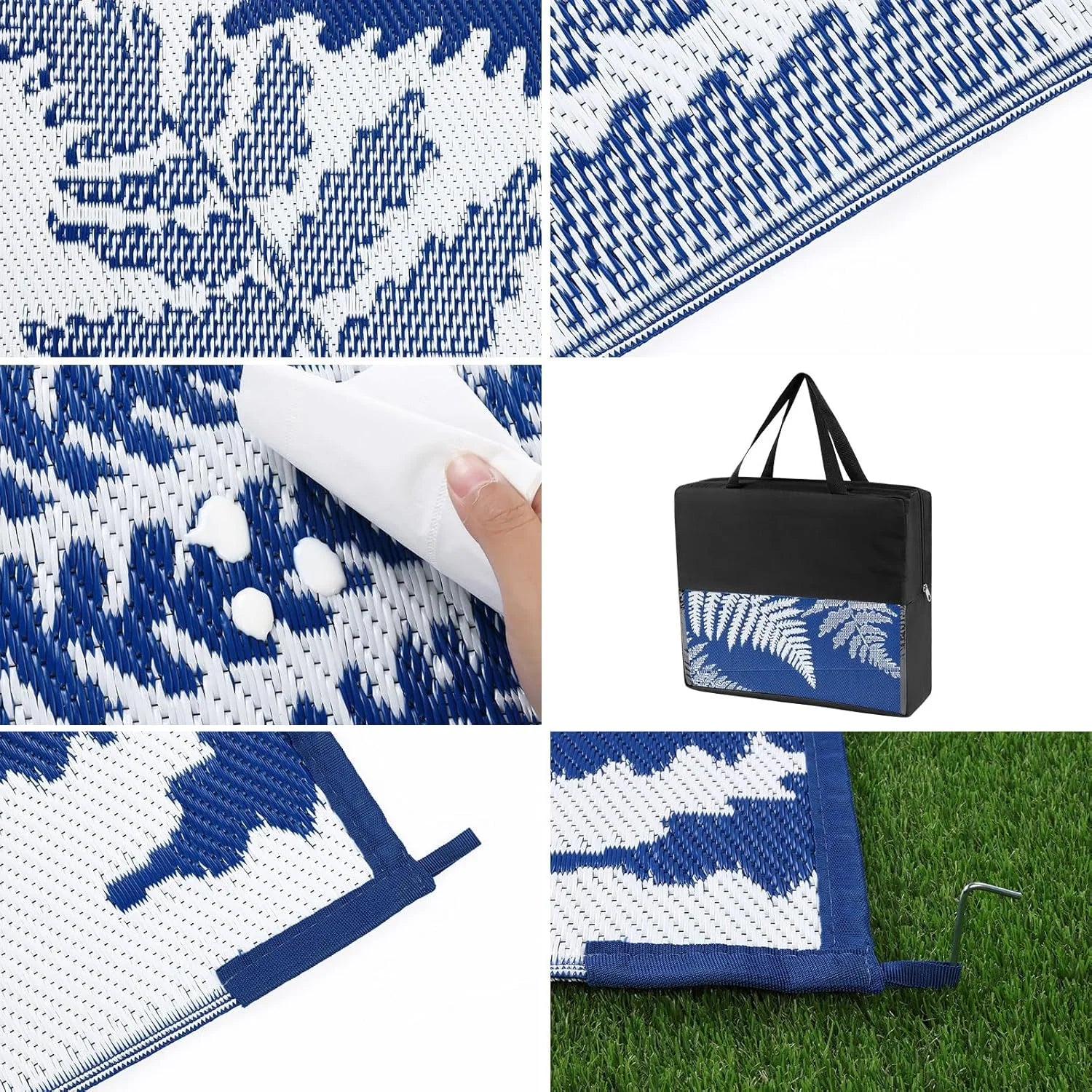 6'X9' Outdoor Rugs Patio Rug Reversible Mats RV Outdoor Rugs Camping Rugs Plastic Straw Rug Outdoor Area Rug for Patios, Camping, Porch, RV, Balcony, Beach