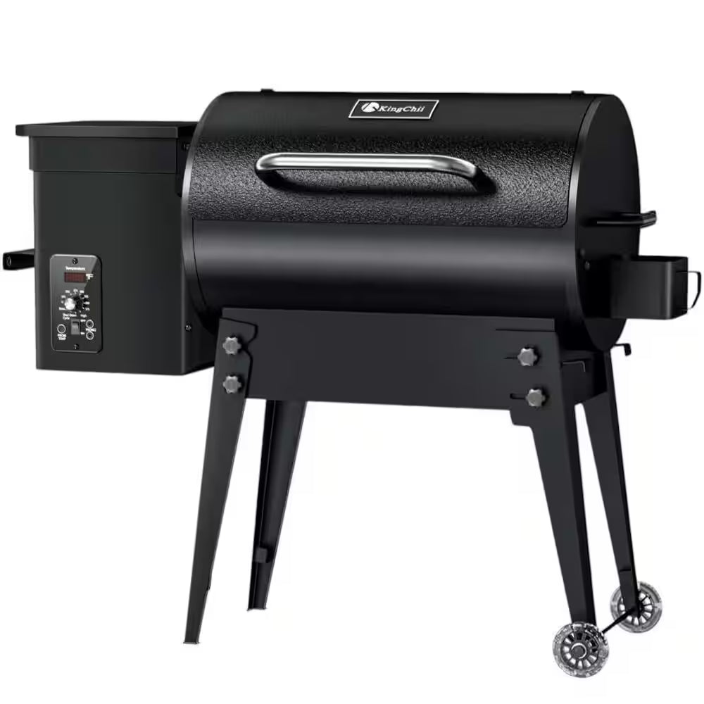 456 Sq. In. Wood Pellet Grill and Smoker BBQ with PID Auto Temperature Control, Folding Legs for Patio or RV in Black