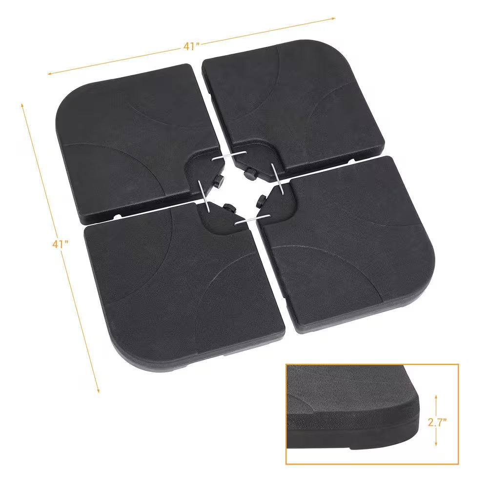 180 Lbs Patio Umbrella Base in Black, Water/Sand Filled Weighted Hanging Cantilever Umbrella Base