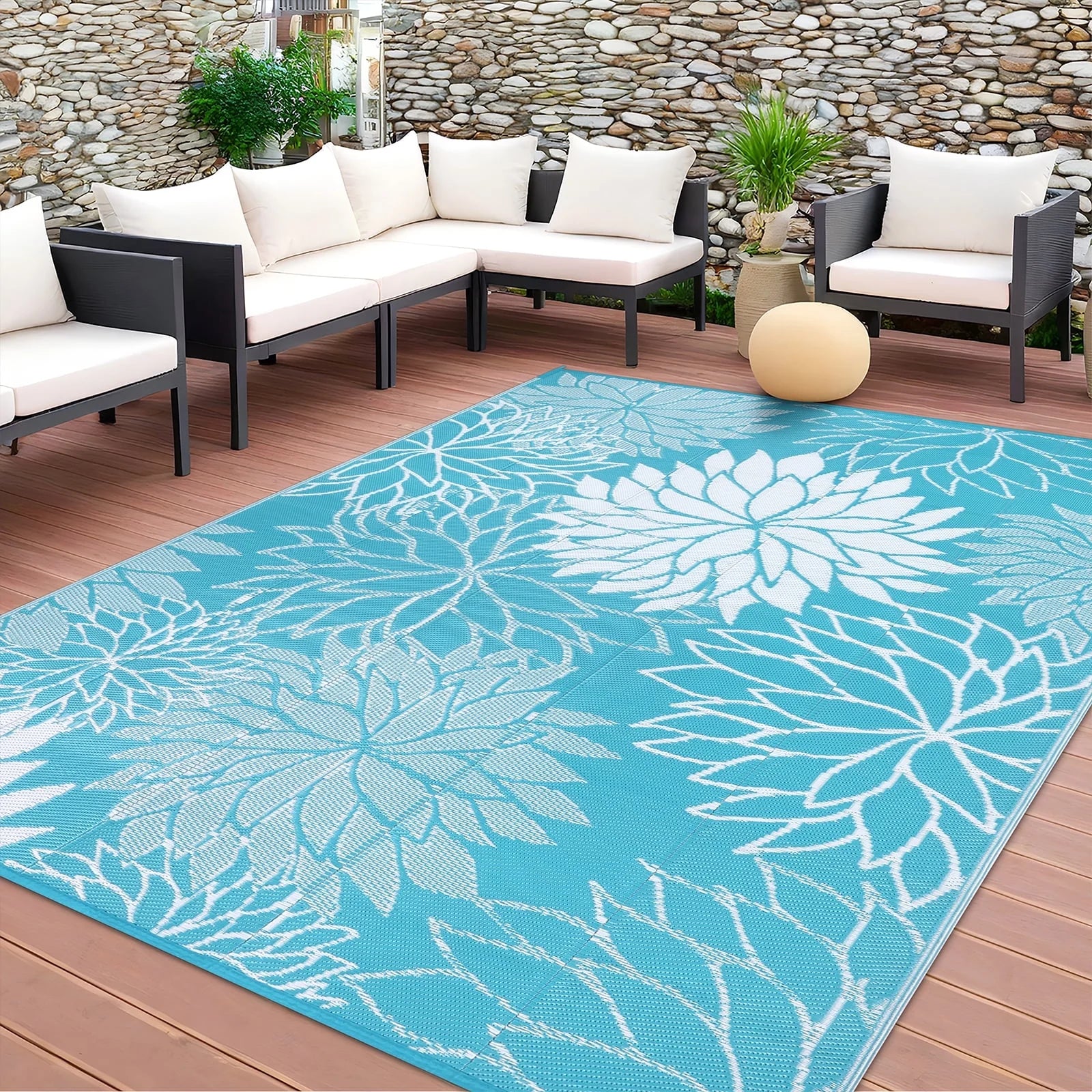 Outdoor Rugs for Patios Clearance 6'X9' Waterproof Patio Mat Plastic Straw Rug Reversible RV Camping Tent Rug outside Area Rug for RV, Patios,Deck, Beach,Balcony, Camping