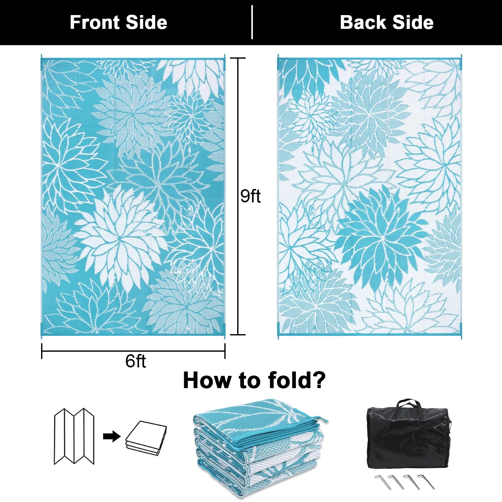 Outdoor Rugs for Patios Clearance 6'X9' Waterproof Patio Mat Plastic Straw Rug Reversible RV Camping Tent Rug outside Area Rug for RV, Patios,Deck, Beach,Balcony, Camping