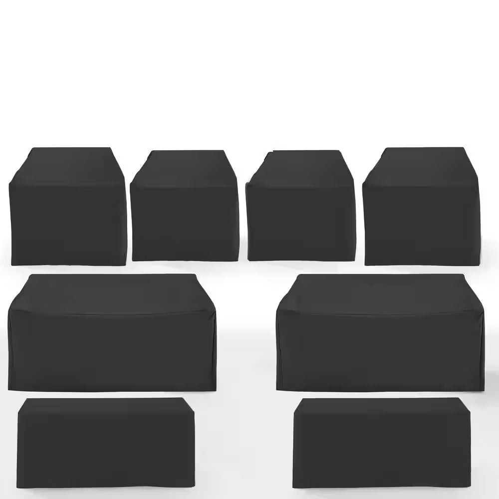 8-Piece Black Outdoor Furniture Cover Set