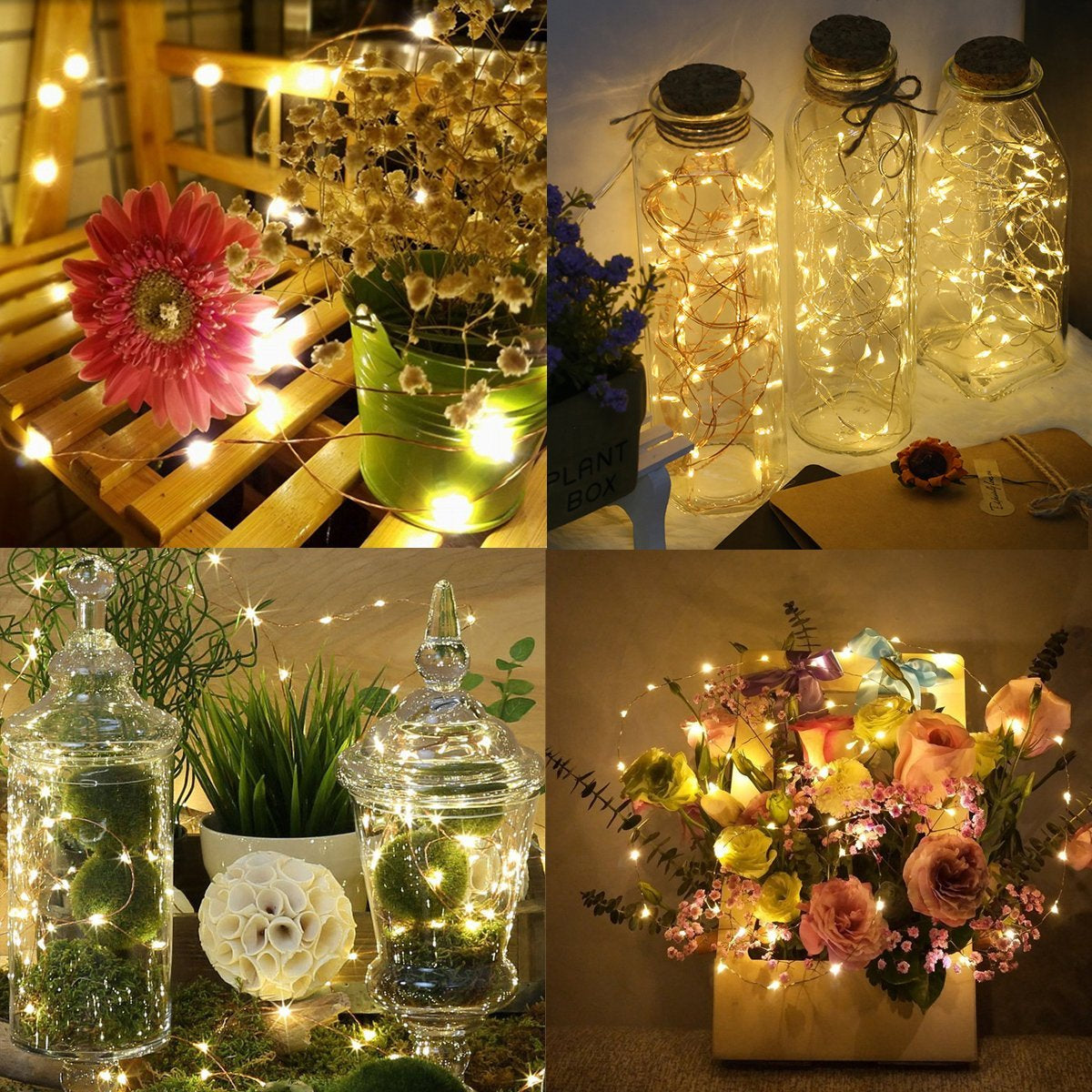 Warm White 100 LED 33Ft Solar String Lights - 8 Modes, IP65 Waterproof, Indoor Outdoor Lighting for Home, Garden, Party, Wedding (2 Pack)