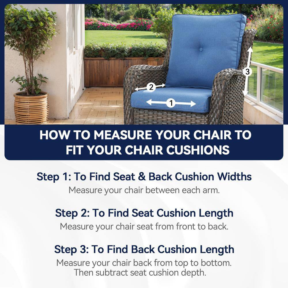 Carolina Square 22 In. X 25 In. X 4 In. Deep Seating 2-Piece Outdoor Lounge Chair Loveseat Cushion in Navy
