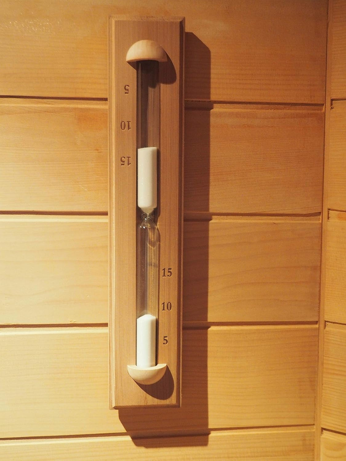 HSE Deluxe Cedar Wall-Mounted Rotating Sauna Sand Timer-15 Minutes-Choose Your Sand Color (15 Minutes, White)