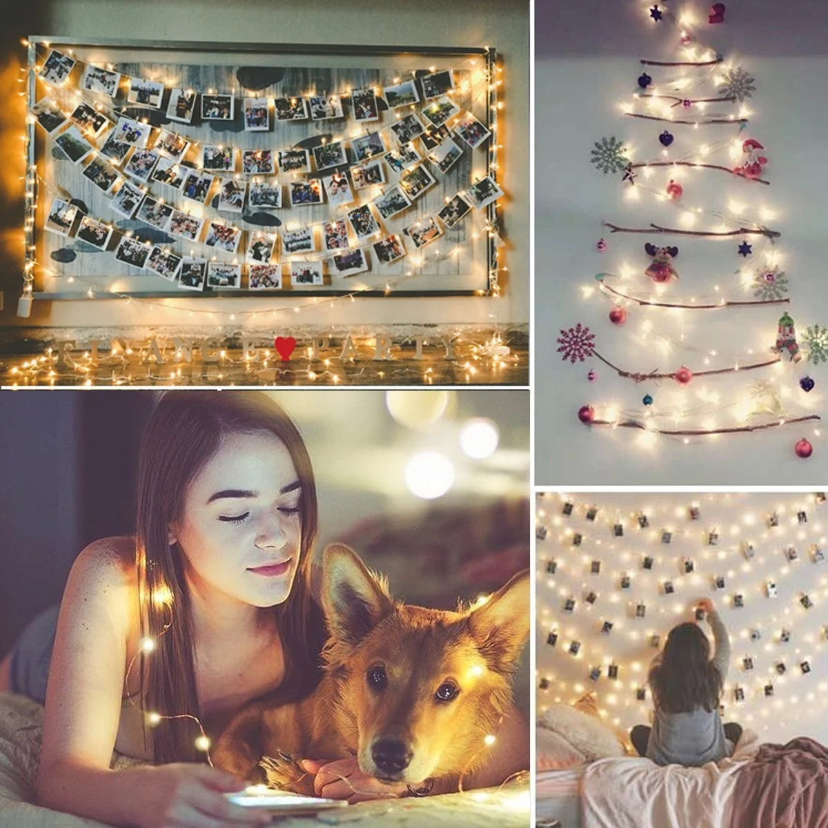 Warm White 100 LED 33Ft Solar String Lights - 8 Modes, IP65 Waterproof, Indoor Outdoor Lighting for Home, Garden, Party, Wedding (2 Pack)