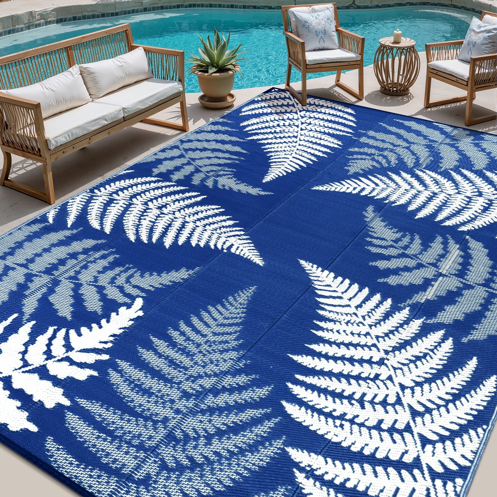 6'X9' Outdoor Rugs Patio Rug Reversible Mats RV Outdoor Rugs Camping Rugs Plastic Straw Rug Outdoor Area Rug for Patios, Camping, Porch, RV, Balcony, Beach