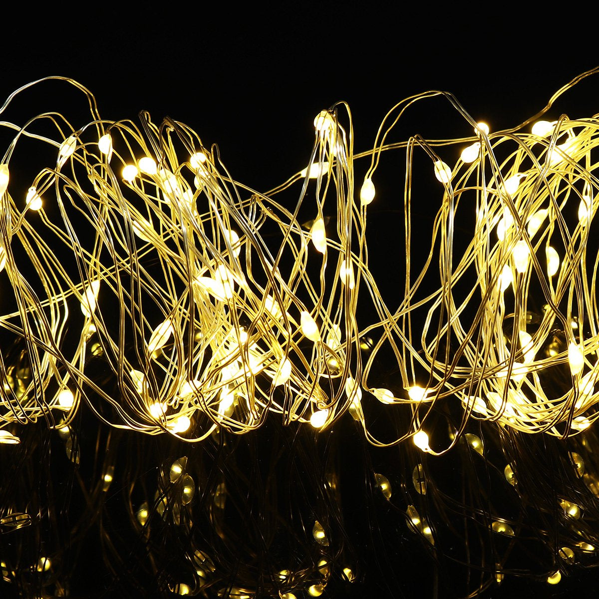 Warm White 100 LED 33Ft Solar String Lights - 8 Modes, IP65 Waterproof, Indoor Outdoor Lighting for Home, Garden, Party, Wedding (2 Pack)