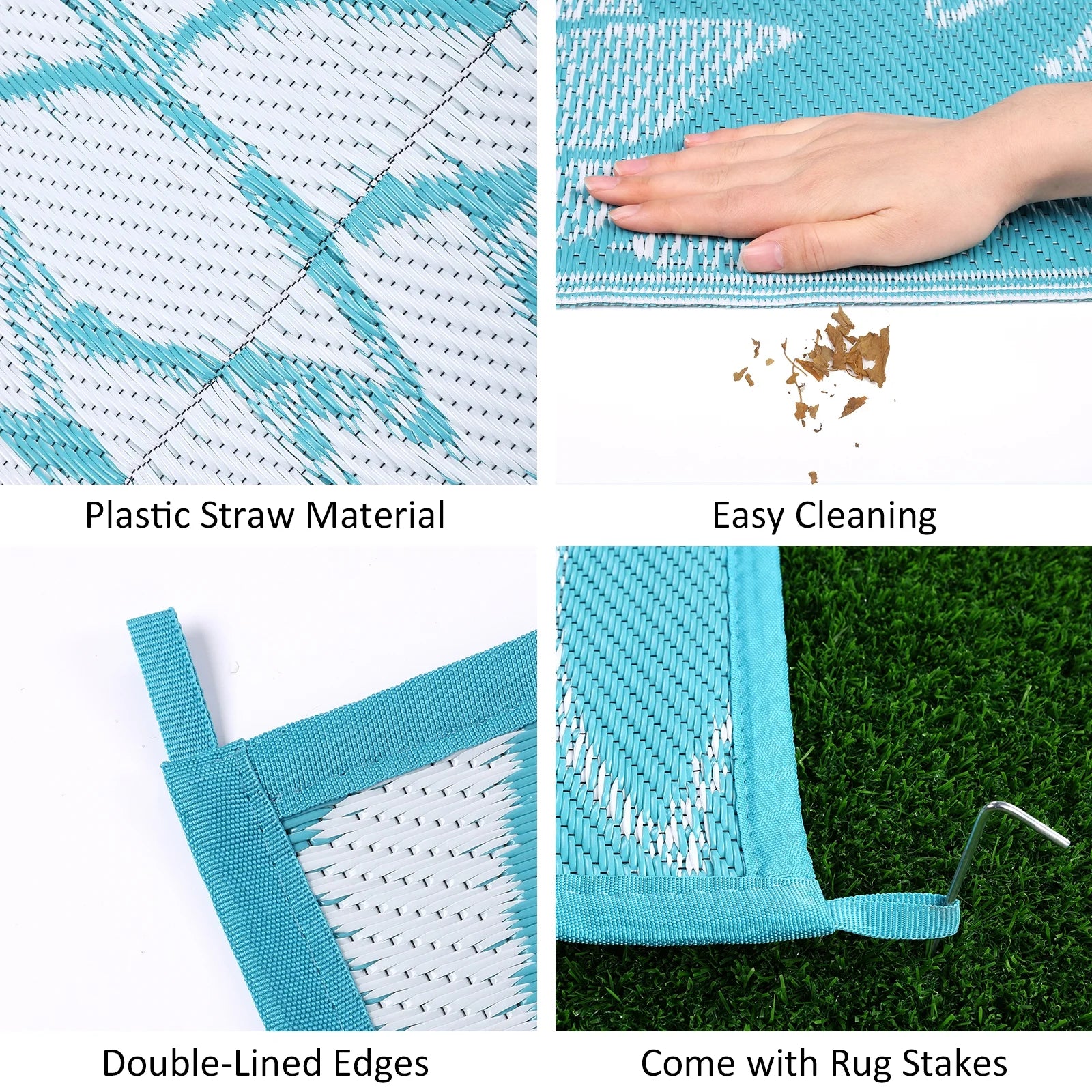 Outdoor Rugs for Patios Clearance 6'X9' Waterproof Patio Mat Plastic Straw Rug Reversible RV Camping Tent Rug outside Area Rug for RV, Patios,Deck, Beach,Balcony, Camping