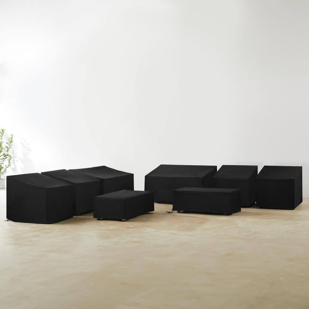 8-Piece Black Outdoor Furniture Cover Set