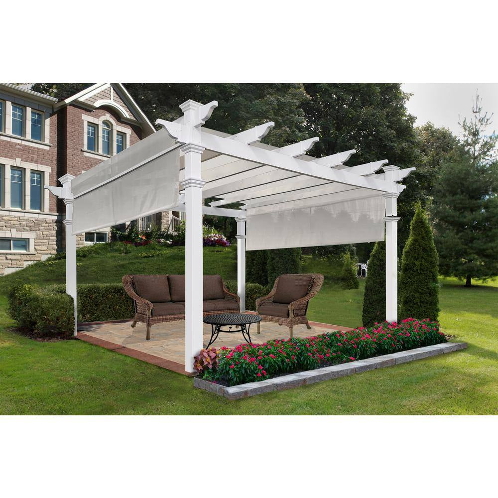 144"L X 144"W X 106"H Vinyl Monterey Canopy Pergola, White, VA42073