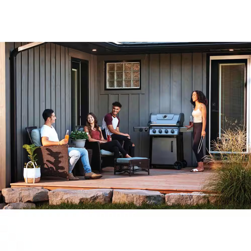 Freestyle 425 4-Burner Propane Gas Grill with Range Side Burner in Graphite Grey