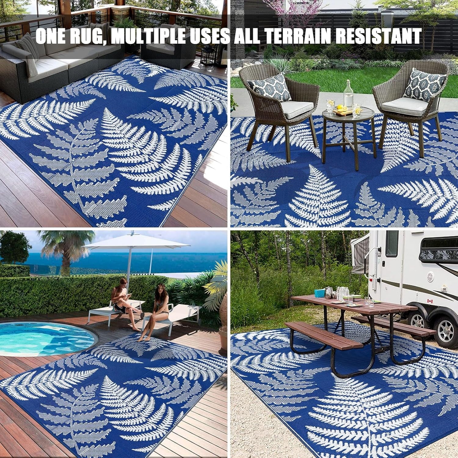 6'X9' Outdoor Rugs Patio Rug Reversible Mats RV Outdoor Rugs Camping Rugs Plastic Straw Rug Outdoor Area Rug for Patios, Camping, Porch, RV, Balcony, Beach