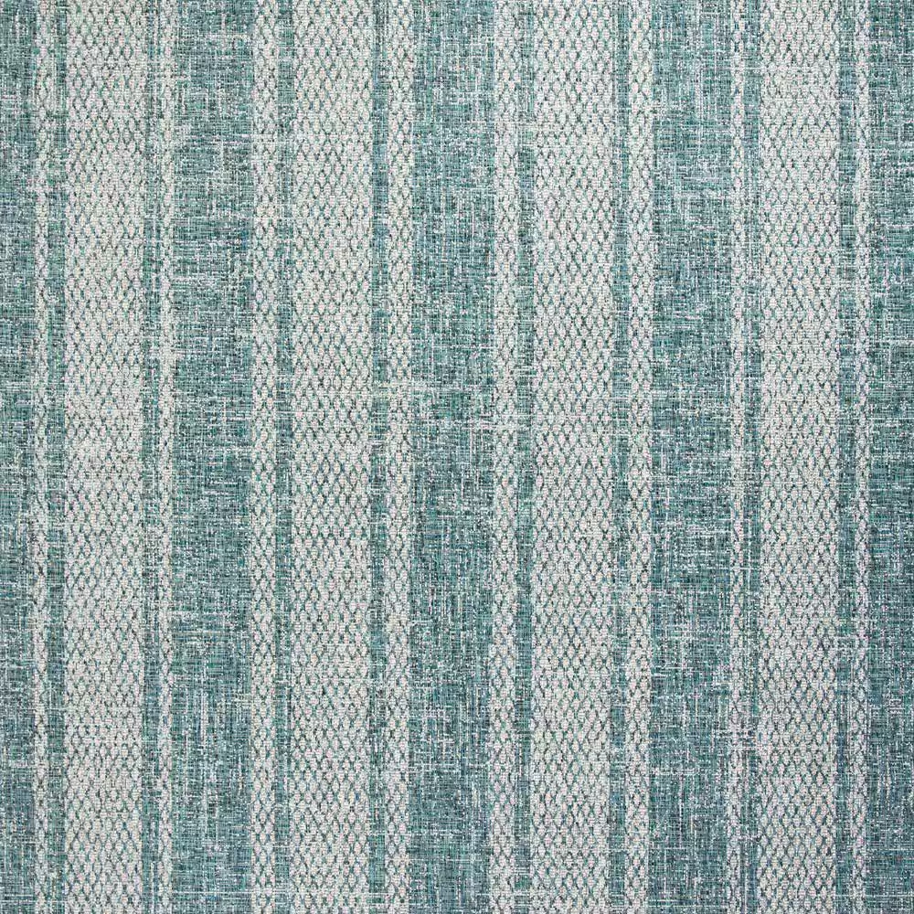 Courtyard Light Gray/Teal 8 Ft. X 11 Ft. Geometric Indoor/Outdoor Patio Area Rug