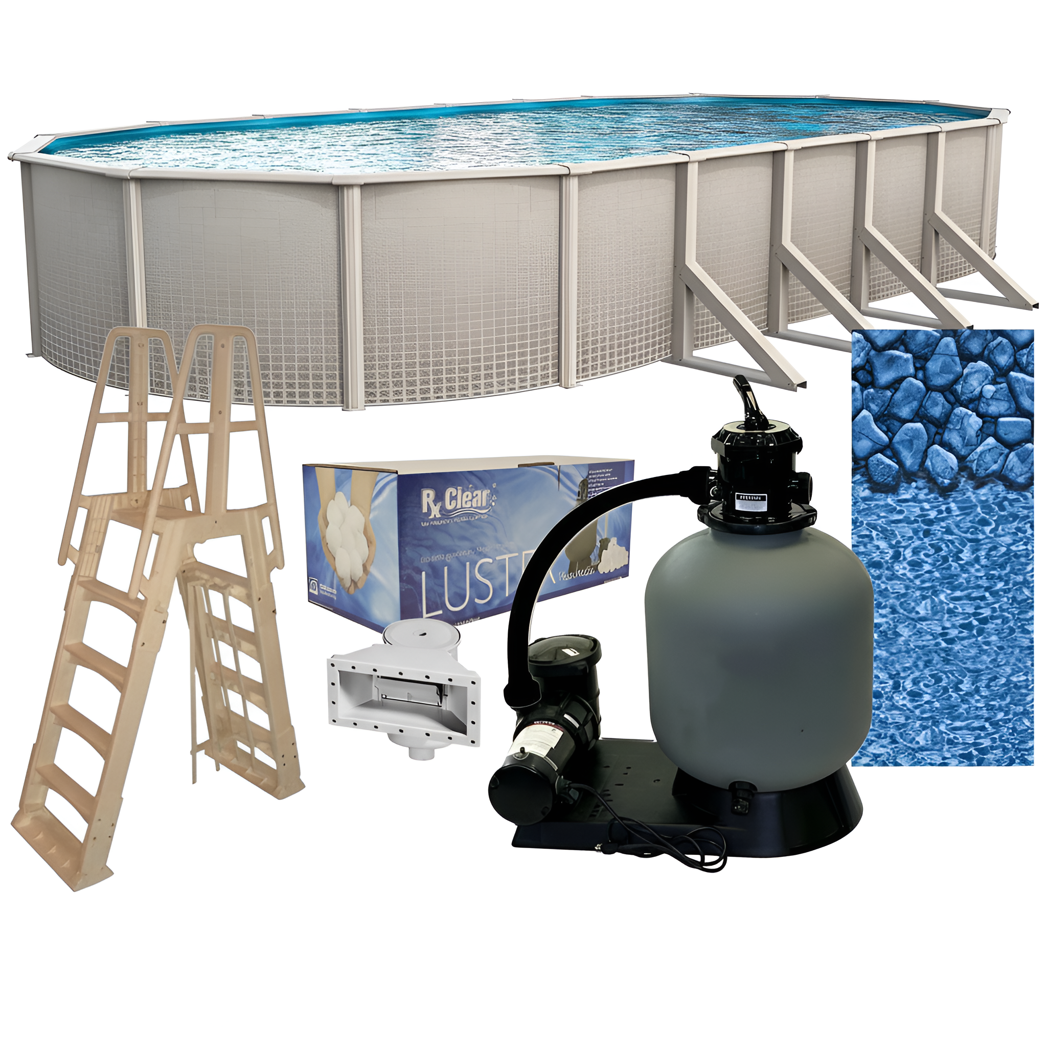 Impressions 18' X 33' Oval 48" Wall Above-Ground Swimming Pools, Full Start-Up Kit