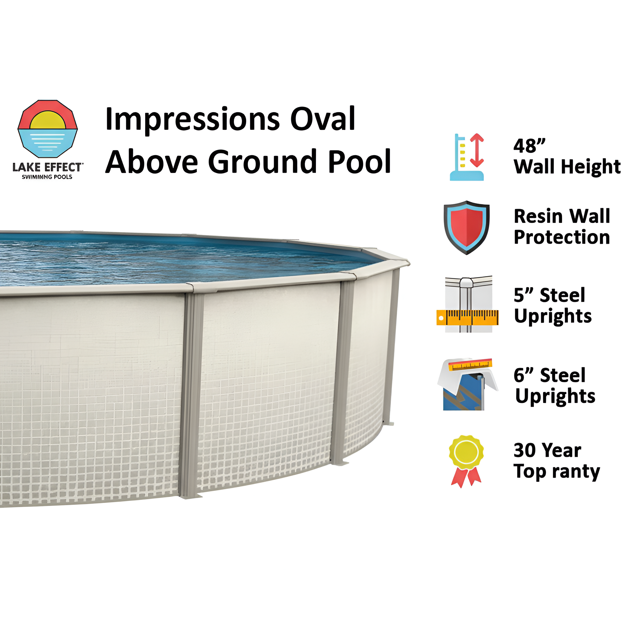 Impressions 18' X 33' Oval 48" Wall Above-Ground Swimming Pools, Full Start-Up Kit