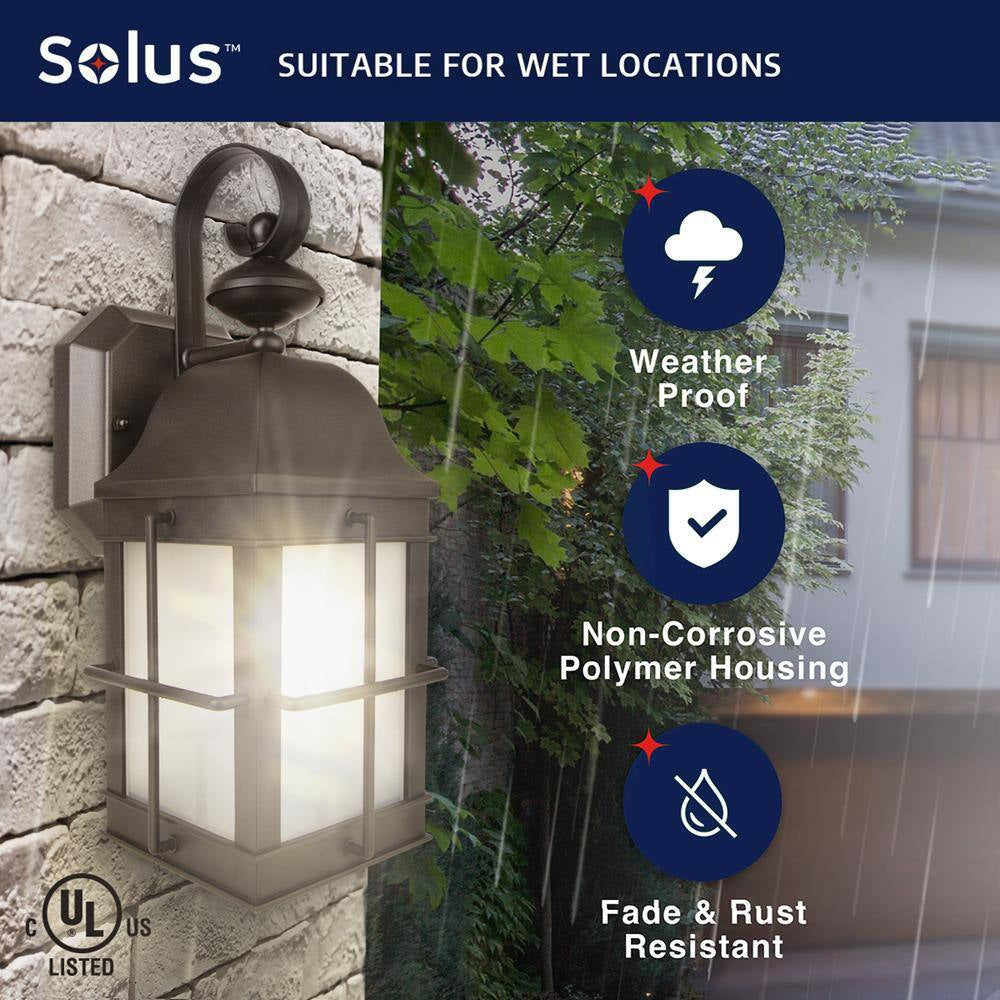 New Town Wall Mount 60-Watt Equivalent 800 Lumen Bronze Motion Sensing Dusk-To-Dawn Flood Light No Bulb Included