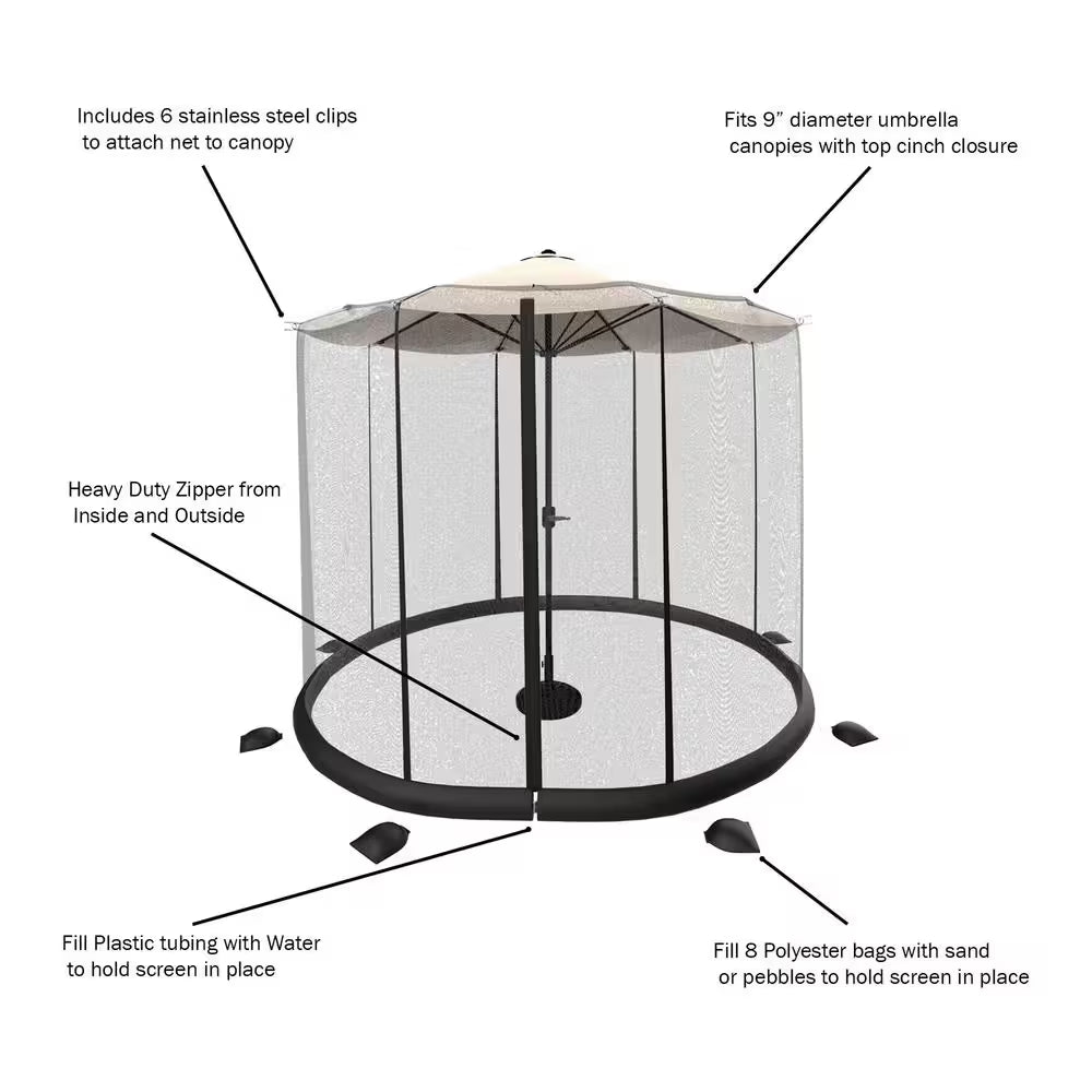 9 Ft. Patio Umbrella Mosquito/Bug Net for Umbrella