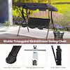 3-Person Steel Outdoor Patio Swing with Canopy and Cushions
