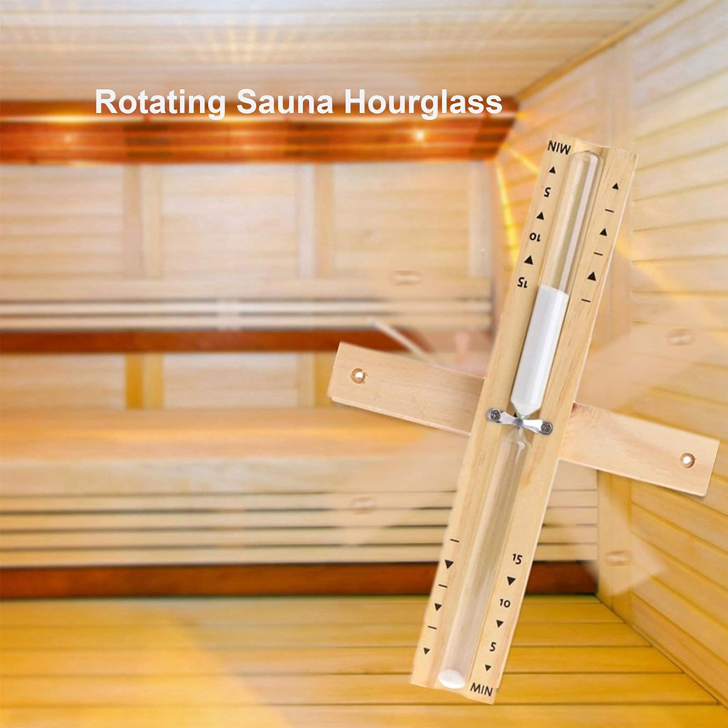 20 Minute Sauna Sand Timer, 20 Min Rotating Wooden Sauna Hourglass with White Sand, Reloj De Arena, Heat Resistant Sand Clock Hour Glass Timer for Sauna SPA