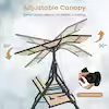 2-Person Porch Swing Adjustable Canopy Swing Chair with Tempered Glass Table